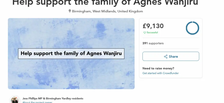 Screenshot 2026-09-08 at 21-49-01 Help support the family of Agnes Wanjiru - a Personal Causes crowdfunding project in Birmingham by Jess Phillips MP & Birmingham Yardley residents